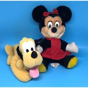 Disney Lot, Minnie Mouse & Pluto Plush Toys.